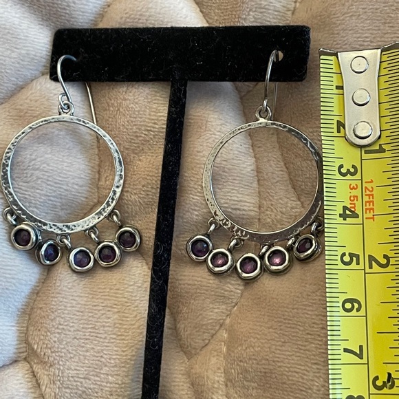 Sterling silver and amethyst earrings - Picture 4 of 8